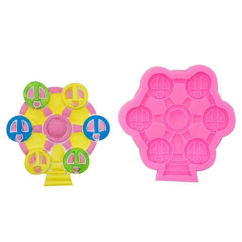 Ferris Wheel Windmill Shape Silicone Mold For DIY Cake Decoration Chocolate Fondant Resin Crafting Tool Pink Gray Hobby
