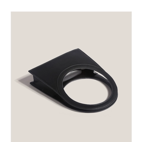 Women PU Leather Handbag Minimalist Large Ring Handle Trapezoid Shape Fashion Urban Solid Color Hand Tote Bag