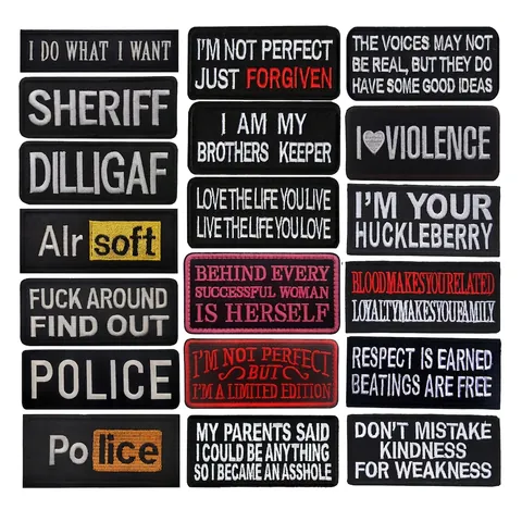 Stickerei Patches Englisch Slogan Moral Abzeichen Klettverschluss Taktische Stoff Aufkleber Kleidung Rucksäcke Hüte DIY