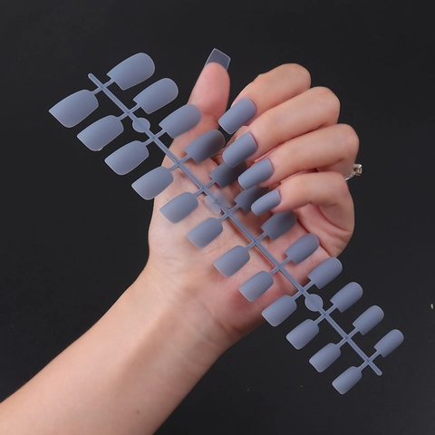 Matte Künstliche Nägel Quadratisch Lang Einfarbig Full Cover Acryl Nägel Minimalistisch Für Frauen