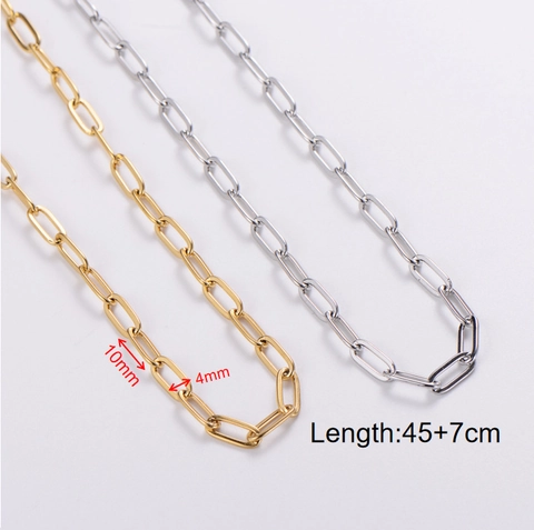 Collana A Catena Con Graffetta In Acciaio Inossidabile 304 Placcato Oro Gioielli Minimalisti Con Maglie Rettangolari Per Donna Uomo