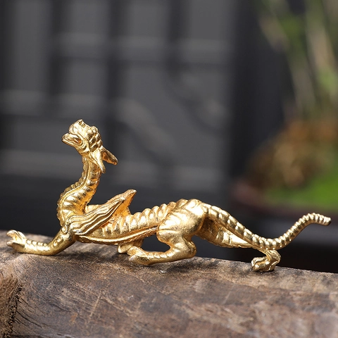 Drache Räucherstäbchenhalter Legierung Mini Vertikal Vintage Chinesisch Haus Büro Dekor Zen Ästhetik Metall Handwerk