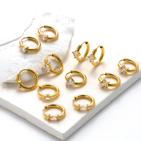 Huggie Hoop Ohrringe Edelstahl Zirkonia Herz Stern Geometrischer Zierlicher Schmuck Für Damen