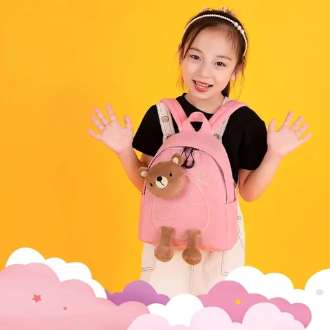 Mochila Para Niños Con Oso De Peluche Dibujos Animados Linda Bolsa Escolar Jardín De Infancia Nylon Ligero Resistente Al Agua