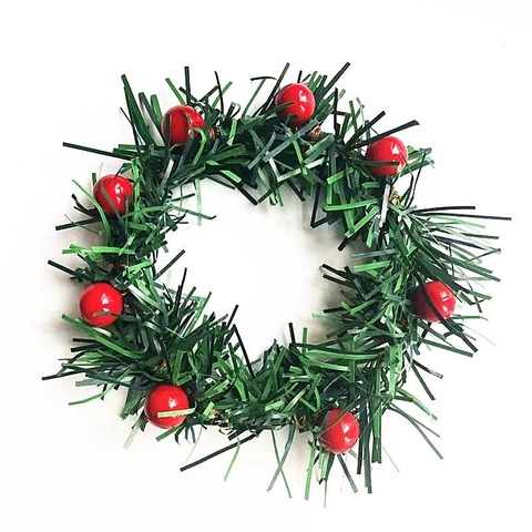 Mini Couronne De Noël Aiguille De Pin Baie Rouge Rond De Serviette Bougie Décoration PVC Verdure Hôtel Maison