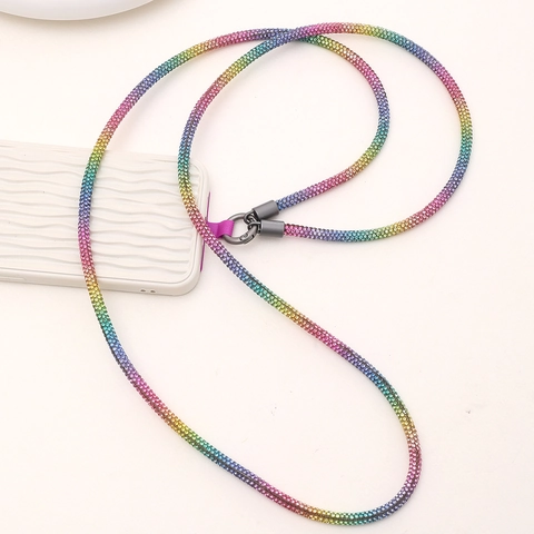 Sparkling Rhinestone Inlaid Phone Lanyard Crossbody Mobile Phone Chain With Clip Anti-Lost Hanging Strap Women Mobile Accessories