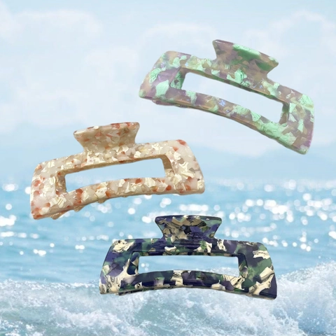 Elegant Acetate Large Square Hair Claw Clip For Women Marbling Floral Design Fashion Shark Clip Hair Accessories Hairpin