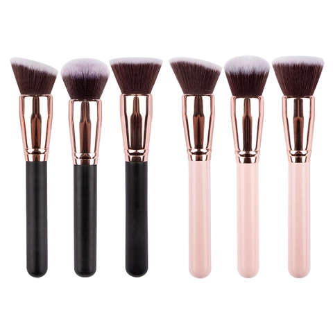 Brocha De Maquillaje Profesional Fibra Sintética Suave Mango De Madera Base Polvo Contorno Herramienta Cosmética