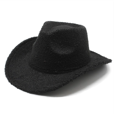 Western Cowboy Hut Lammwolle Breitkrempig Warm Flauschig Fedora Für Damen Herren Vintage Winter Retro Outdoor