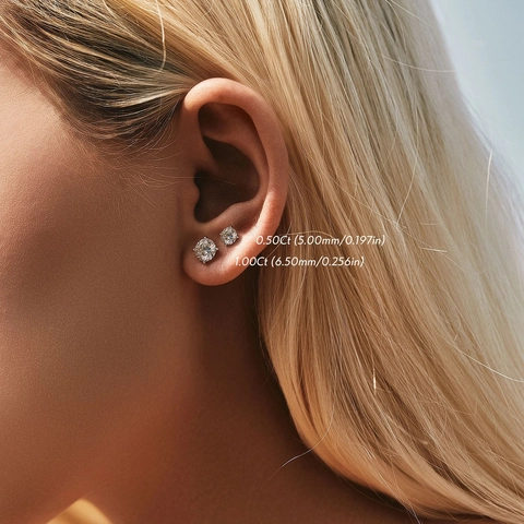 Pendientes De Moissanita Con Corte Brillante Redondo Engaste De Cuatro Garras Plata De Ley 925 Color D VVS1 Joyería Elegante Para Mujer