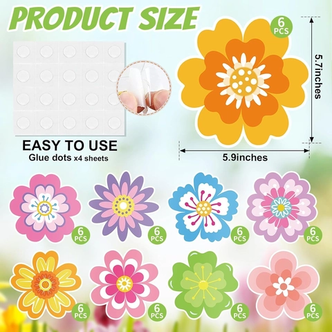Floral Flower Cutouts Bulletin Board Decorations Waterproof Cardstock Double Sided Colorful Classroom Spring Hawaiian Party Decor