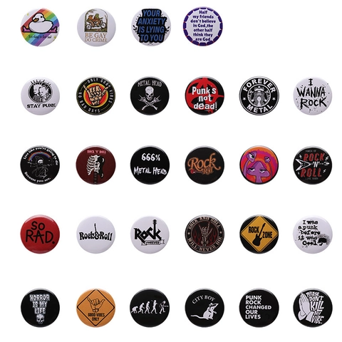 Runder Weißblech Brosche Anstecknadel Cartoon Punk Rock Metal Slogan Grafik Abzeichen Dekoratives Kleidungszubehör
