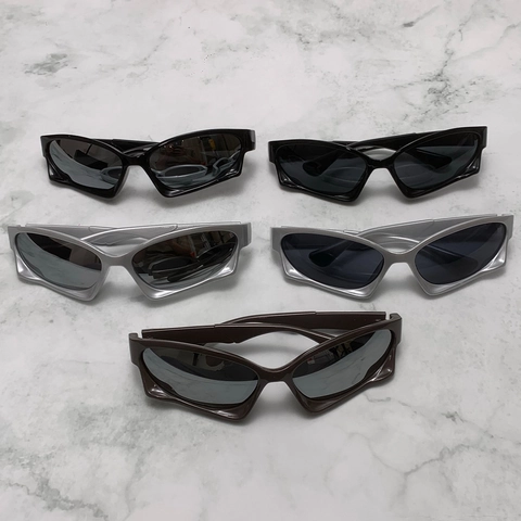Lunettes De Soleil Y2K Monture Et Verres En Polycarbonate Protection UV400 Style Cyberpunk Futuriste Rétro Unisexe