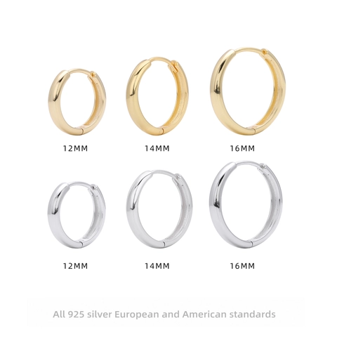 925 Sterling Silber Creolen Minimalistisch Poliert Vergoldet Rund Ohrring Französischer Stil Schmuck Für Damen