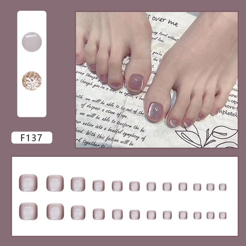 Purple Cat Eye Press On Toenails Lavender Shimmer Square Shape Foot Nail Art Artificial False Nails For Women Girls