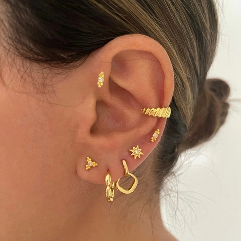 Geometrische Ohrstecker Set Für Damen Kupfer Gold Silber Plattiert Zirkonia Stern Quadratische Creolen Minimalistischer Modeschmuck