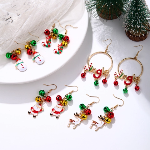Weihnachts Ohrhänger Edelstahlstift Legierung Emaille Weihnachtsmann Elch Lebkuchenbaum Festlicher Damenschmuck