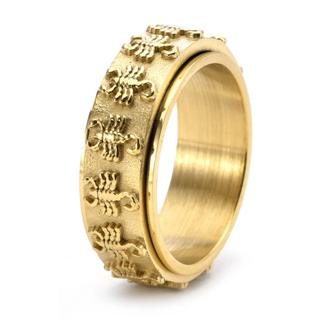 Draaibare Schorpioen Ring Titanium Roestvrij Staal Reliëf Angst Stressverlichting Retro Punk Vintage Heren Sieraden