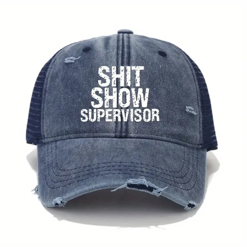 Shit Show Supervisor Casquette De Camionneur Distressed Coton Lavé Maille Arrière Vintage Ajustable Rétro