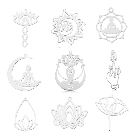 Edelstahl Anhänger Lotus Lebensbaum Yoga Buddha Hohl Für DIY Schmuckherstellung Zubehör