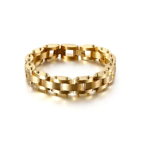Bracciale A Maglie Meccaniche In Acciaio Inossidabile Rivetto Industriale Texture Pesante Gioielli Punk Uomo