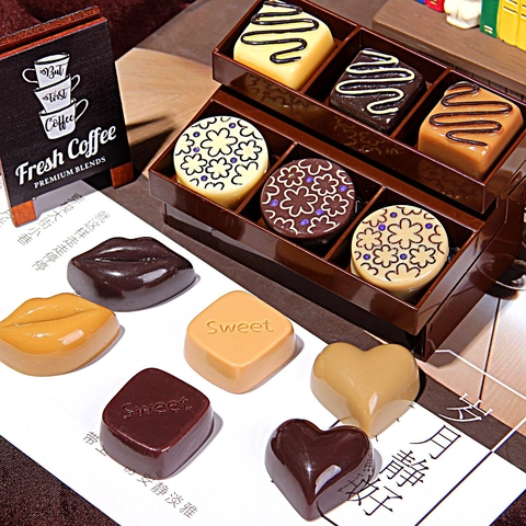 DIY Resin Chocolate Charms Simulated Food Realistic Heart Lips Flatback Accessories For Phone Case Fridge Magnets Decor