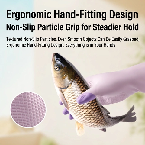Guantes De Limpieza Doméstica De Látex Impermeables Resistentes Al Aceite Antideslizantes Gruesos Reutilizables Cocina Lavado Platos Protección