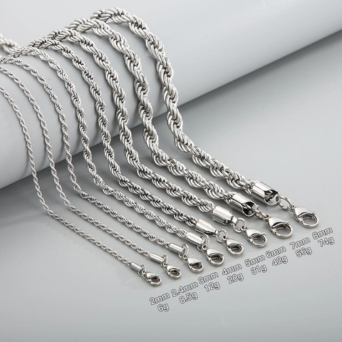 Collier Chaîne Corde En Acier Inoxydable Maille Torsadée Bijoux Minimalistes Accessoire Mode Unisexe Durable