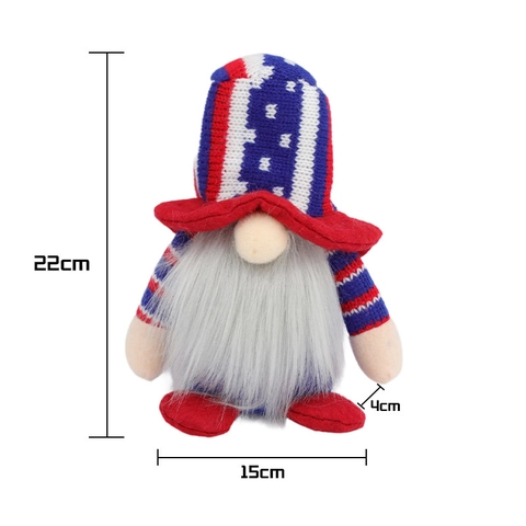 Gnomo Peluche Giorno Dell'Indipendenza Decorazione Patriottica Stelle Strisce Bambola Senza Volto Maglia Ornamento