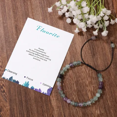 Natural Gemstone Beaded Bracelet Adjustable Woven Rope Amethyst Tiger Eye Turquoise Healing Energy Jewelry For Men Women