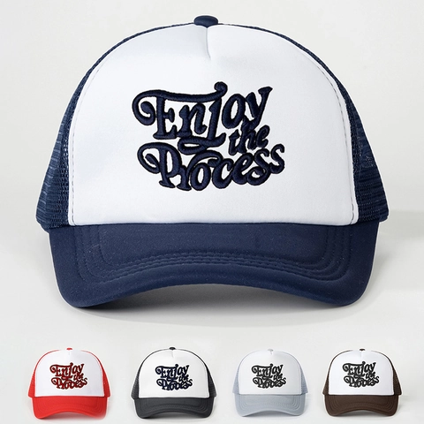 Cappellino Trucker Mesh Cappello Da Baseball Ricamo Enjoy The Process Letra Regolabile Traspirante Protezione Solare Outdoor