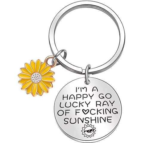 Inspirierender Schlüsselanhänger Aus Edelstahl Graviertes Zitat Gelber Emaille Sonnenblumen Anhänger Geschenk Für Frauen Freunde