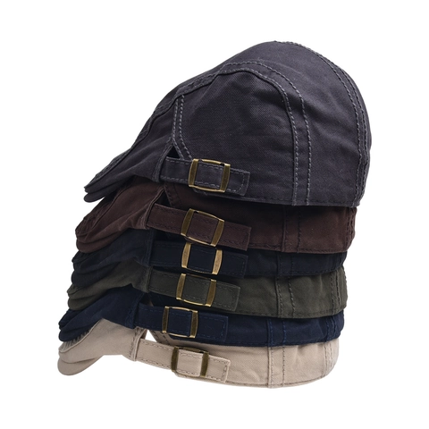 Gorra Plana Vintage De Algodón Hebilla De Metal Ajustable Sombrero Newsboy Retro Británico Para Hombre Mujer Transpirable