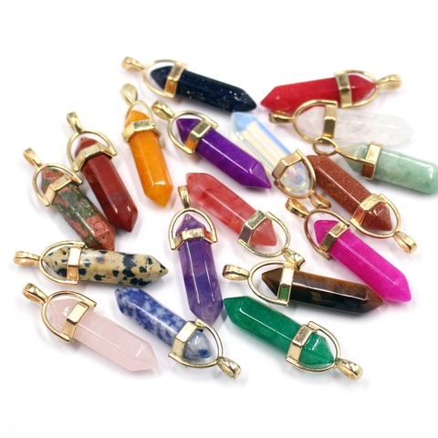 Collana Con Pendente A Colonna Esagonale In Pietra Preziosa Di Cristallo Naturale Cappuccio Dorato Gioielli Geometrici Di Moda Donna