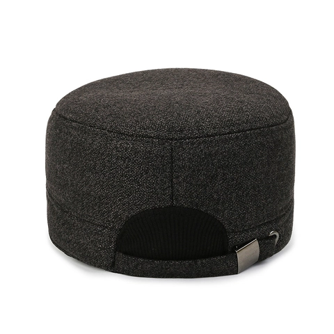 Heren Winter Cadet Cap Wollen Verdikte Thermische Flat Top Hoed Met Oorbescherming Verstelbare Outdoor Sportieve Casual Pet