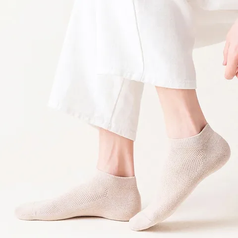 Calcetines Invisibles de Malla Transpirables para Hombre Corte Bajo Color Sólido Delgado Poliéster Verano Casual Calcetines Barco para Hombre