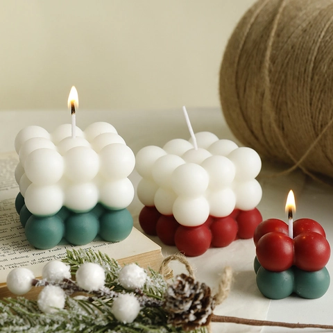 Bubble Cube Scented Candle Soy Wax Handmade Gradient Aesthetic Home Decor Desktop Ornament Aromatherapy Gift
