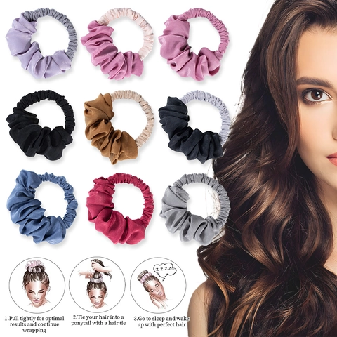 Heatless Hair Curler Scrunchie Grote Golven Satijnen Stof Knot Maker Tool Voor Vrouwen Haarstyling Simpele Stijl