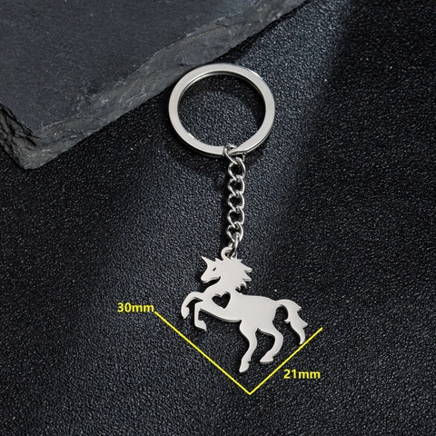 Portachiavi in Acciaio Inossidabile con Unicorno e Pegaso per Donna Pendente a Cuore Traforato Anello Portachiavi in Metallo Argento Accessori Gioielli Regalo