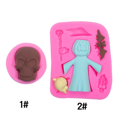 Stampo In Silicone Halloween Forme Teschio Zucca Fantasma Pipistrello Per Fondant Cioccolato Decorazione Torte DIY Argilla