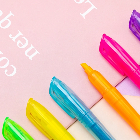 Evidenziatori Plastica Traslucida Punta Scalpello Colori Fluorescenti Marcatori Per Diario Scuola Ufficio
