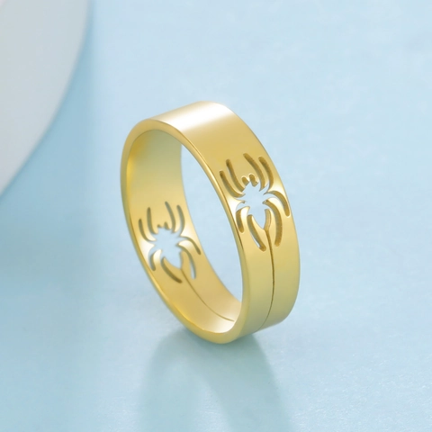 Punk Stainless Steel Spider Hollow Out Ring For Men Women Gothic Spider Web Electroplated Jewelry Fashion Animal Finger Ring