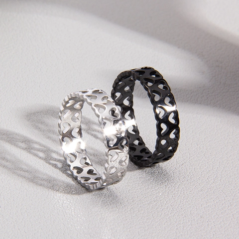 Hol Hart Titanium Stalen Ring Romantische Trouwbelofte Sieraden Voor Dames Heren Koppels