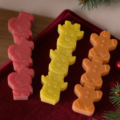 Christmas Silicone Mold 3D Stacked Angel Reindeer Gingerbread Man Santa Tree For Candle Making Resin Casting DIY Craft