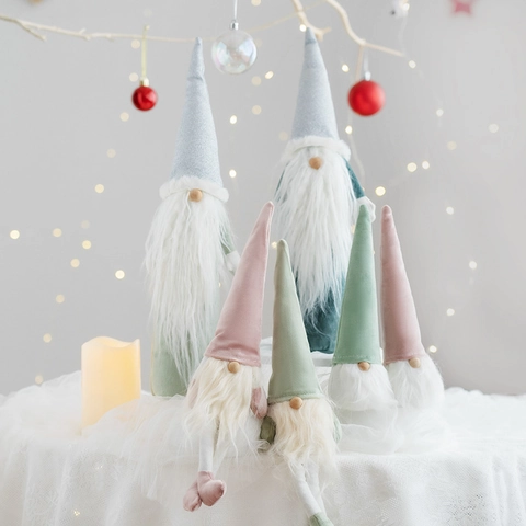 Ornamenti Gnomo Di Natale Nordico Santa Tomte Peluche Lunga Barba Stella Cappello Appuntito Decorazione Appesa Casa Finestra