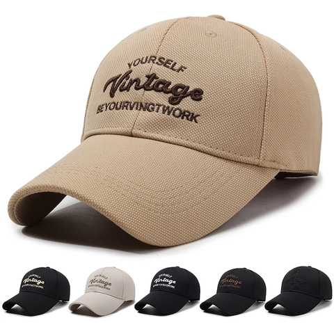 Vintage Baseball Cap Cotton Adjustable Metal Buckle Curved Brim Sun Hat Outdoor Sports Casual Embroidery For Men Women