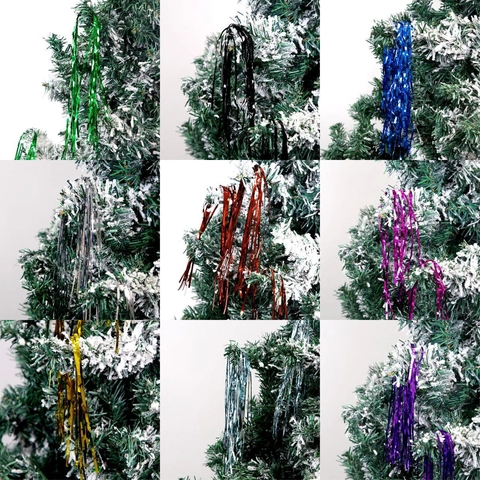 Christmas Tinsel Garland Metallic Foil Hanging Streamer For Holiday Tree Party Decoration DIY Shiny
