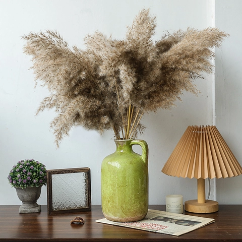 Retro Ceramic Vase Distressed Ice Crackle Glaze Flower Arrangement Decorative Jar For Living Room Tabletop Farmhouse Rustic Style