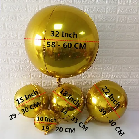 4D Foil Balloons Round Sphere Cube Metallic Mylar Mirror Iridescent For Birthday Wedding Anniversary Party Decorations