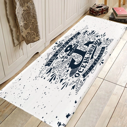 Tappetino In Poliestere Con Stampa Ancora Tema Nautico Tappeto Per Porta Assorbente Antiscivolo Per Cucina Bagno Soggiorno